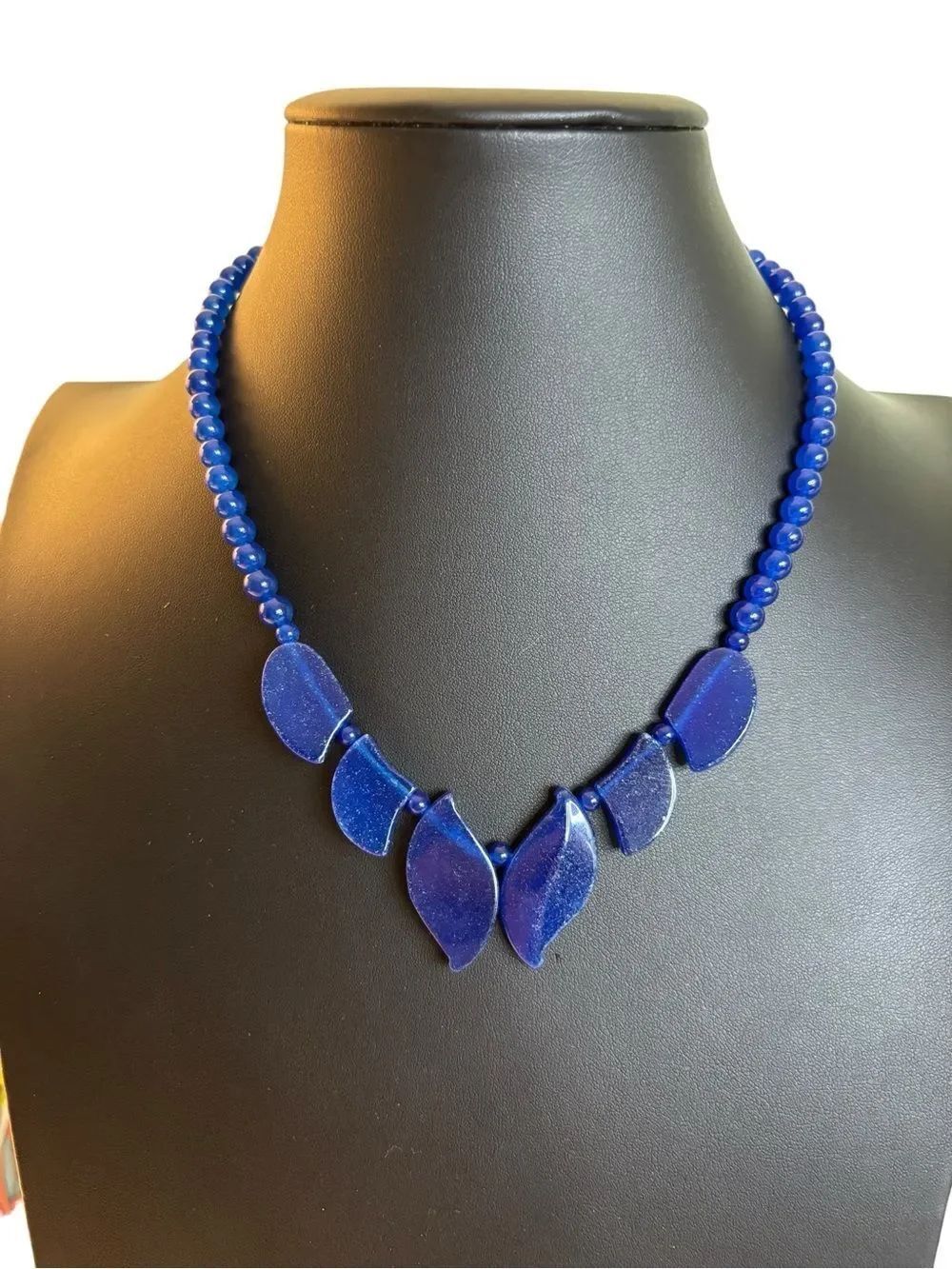 Vintage Cobalt Glass Beaded 80’s Necklace.